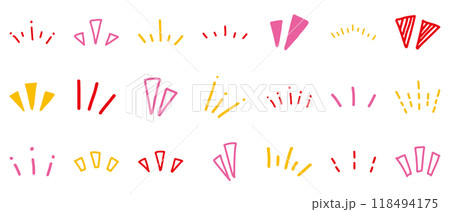 気付き　リアクション　手書き　ひらめき　セット　赤 黄色　ピンク 118494175