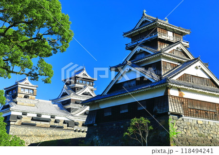 【熊本県】快晴の熊本城大天守と小天守と宇土櫓 118494241