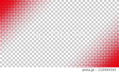 ハーフトーン　背景　フレーム　赤　斜め	 118494393