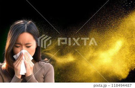黄砂や未知のウイルスに苦しむ女性 黄砂や未知のウイルスに苦しむ女性 118494487