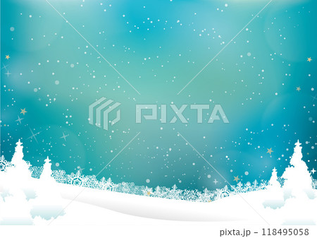 雪の結晶と樹木の背景イラスト 118495058
