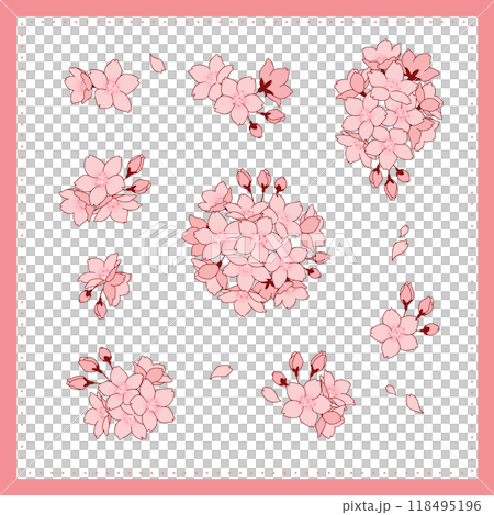 Cherry blossom vector material set Cherry blossom vector material set 118495196
