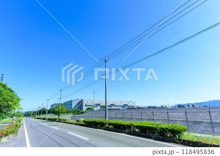 工業地帯道路から観える風景　熊本テクノロジーセンター　ソニー関連企業　熊本県菊陽町 118495836