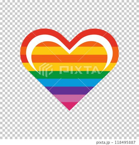 LGBTQ pride rainbow icon colorful hand-drawn symbol for diversity, inclusion, equality, and advocacy, ideal for social justice and pride celebration visuals. Simple LGBTQ rainbow icon hand-drawn for 118495887