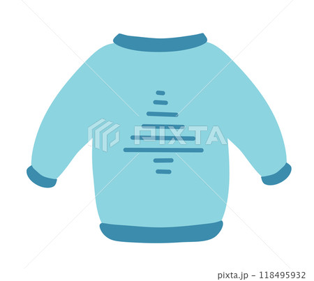Winter sweater with Christmas tree design. Vector flat illustration. 118495932