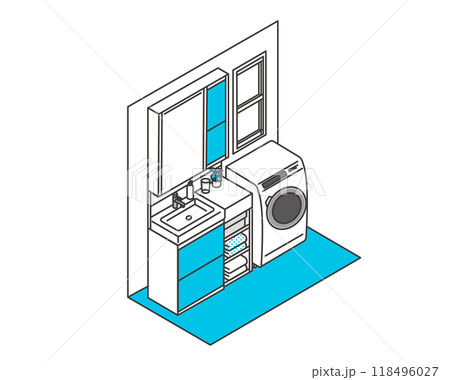 洗面台のアイソメベクターイラスト／リフォーム／家電 118496027