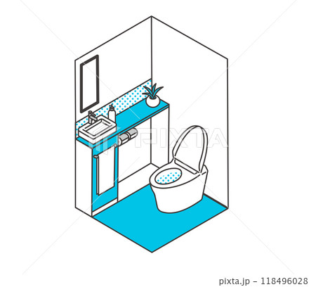 アイソメドラックストアなどの街並み 118496028