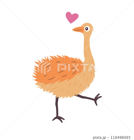 Cute Ostrich Big Bird Wildlife Animal Character is Walking Cute Ostrich Big Bird Wildlife Animal Character is Walking 118496085