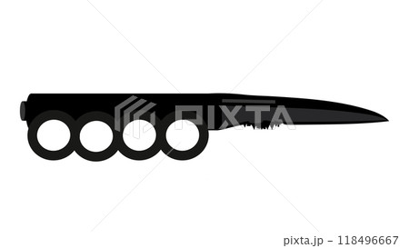 Silhouette of knife in the form of dagger for contact combat, American military trench knife with brass knuckles, vector illustration of knife with brass knuckle Silhouette of knife in the form of dagger for contact combat, American military trench knife with brass knuckles, vector illustration of knife with brass knuckle 118496667
