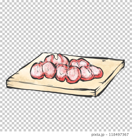 砂肝の手描き筆絵風イラスト 118497367