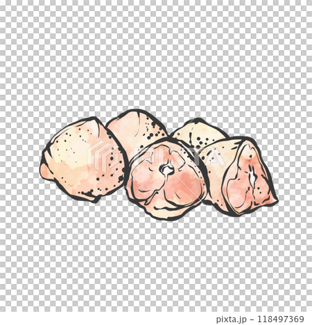 ぼんじりの手描き筆絵風イラスト ぼんじりの手描き筆絵風イラスト 118497369