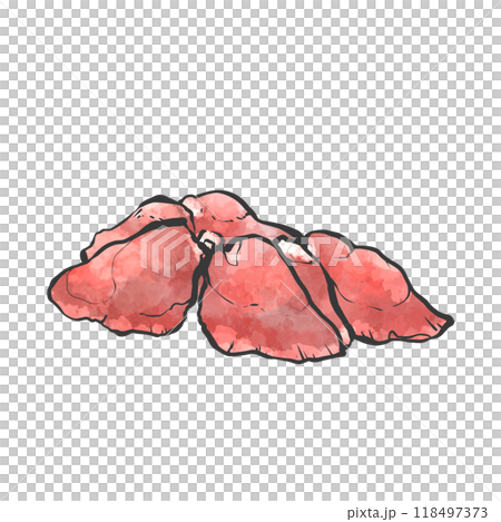 鶏レバーの手描き筆絵風イラスト 118497373
