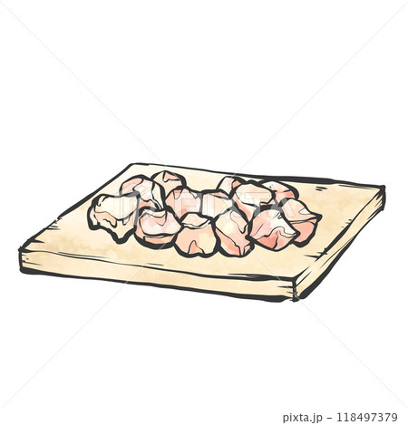 鶏ひざ軟骨の手描き筆絵風イラスト 鶏ひざ軟骨の手描き筆絵風イラスト 118497379