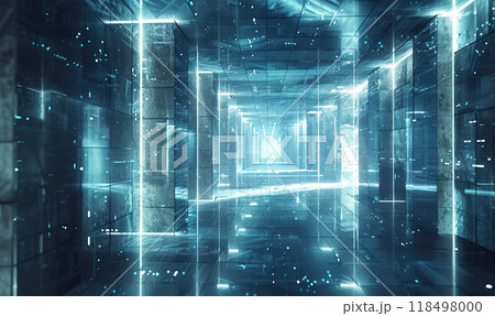 Futuristic Digital Data Tunnel , Generate AI 118498000