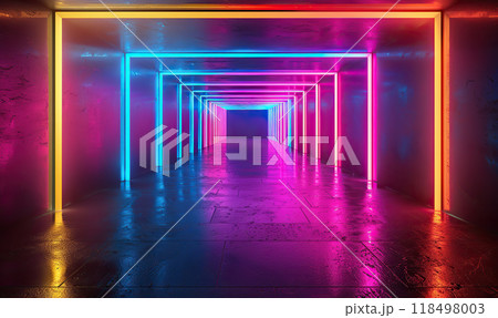Futuristic Digital Data Tunnel , Generate AI 118498003