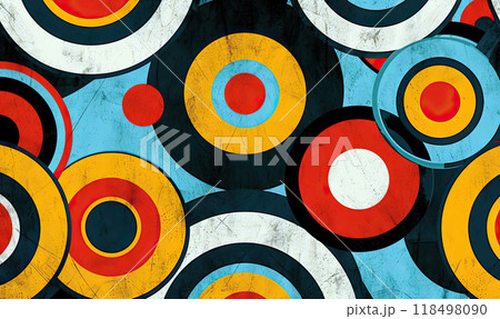 Vibrant concentric circles in a street art style mural. Generate AI 118498090