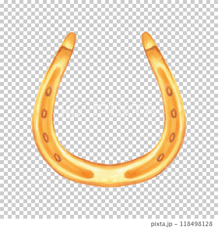 Golden horseshoe. Lucky symbol of St. Patrick's day. Watercolor and marker illustration. Hand drawn isolated clipart. Sketch of luck, wealth or success. Item for festive decoration for the holiday. Golden horseshoe. Lucky symbol of St. Patrick's day. Watercolor and marker illustration. Hand drawn isolated clipart. Sketch of luck, wealth or success. Item for festive decoration for the holiday. 118498128