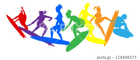 Surfer Surfboard Surfers Women Female Silhouettes 118498373