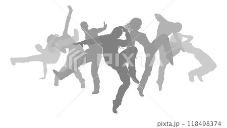 Dancers Silhouette Street Dance Poses Silhouettes 118498374
