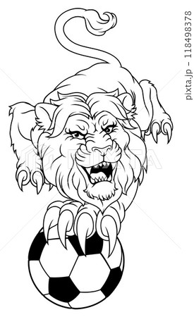 Lion Soccer Football Animal Sports Team Mascot Lion Soccer Football Animal Sports Team Mascot 118498378