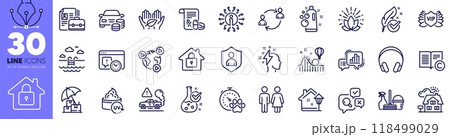 Graph chart, Lotus and Buy car line icons pack. Headphones, Info, Video conference web icon. Vip security, Hypoallergenic tested, Copyright pictogram. Clean bubbles, Realtor, Chemistry lab. Vector Graph chart, Lotus and Buy car line icons pack. Headphones, Info, Video conference web icon. Vip security, Hypoallergenic tested, Copyright pictogram. Clean bubbles, Realtor, Chemistry lab. Vector 118499029