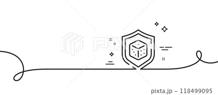 Dice line icon. Continuous one line with curl. Board game cube sign. Casino gambling symbol. Dice single outline ribbon. Loop curve pattern. Vector 118499095