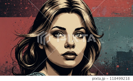 retro illustration portrait of a woman 118499218
