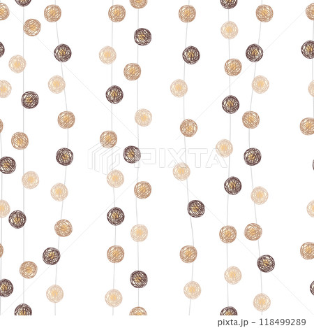 Christmas seamless pattern with ball garland in Scandinavian style. Pastel palette, vector illustration 118499289