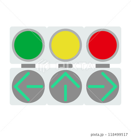 信号機と矢印灯器のフラットイラスト 信号機と矢印灯器のフラットイラスト 118499517