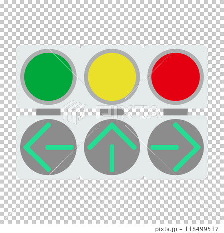 信号機と矢印灯器のフラットイラスト 信号機と矢印灯器のフラットイラスト 118499517