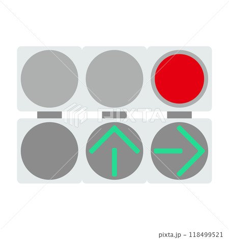 赤信号と矢印灯器のフラットイラスト 118499521