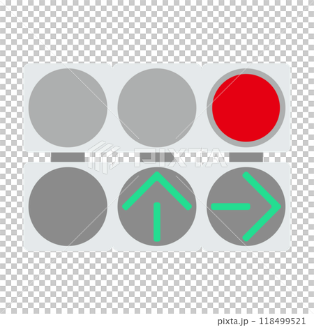 赤信号と矢印灯器のフラットイラスト 118499521