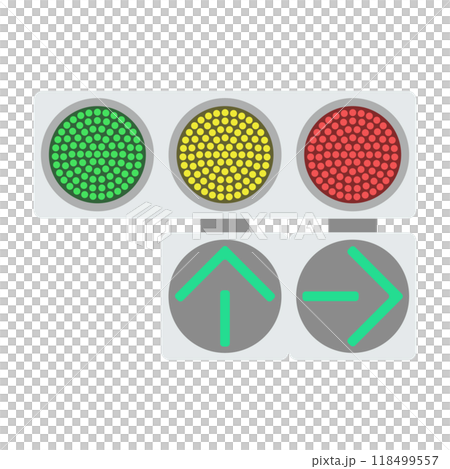 Illustration of LED traffic lights and arrow lights 118499557