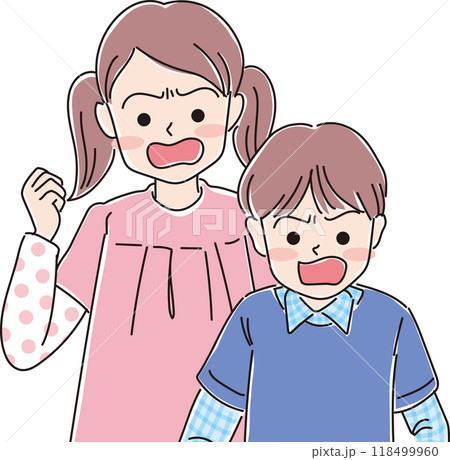 男の子女の子_怒った表情_上半身 118499960
