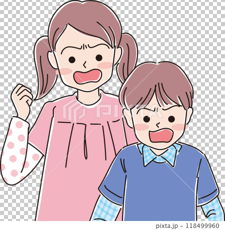 Boys and girls _ angry facial expressions _ upper body 118499960