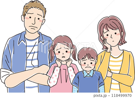 4人家族_困った顔_上半身 4人家族_困った顔_上半身 118499970