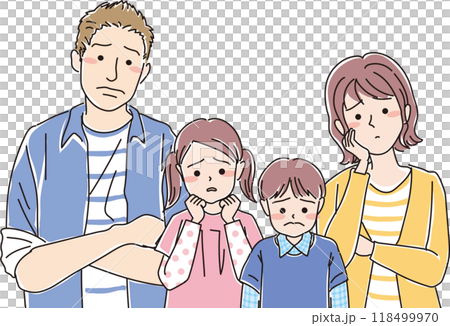 4人家族_困った顔_上半身 4人家族_困った顔_上半身 118499970