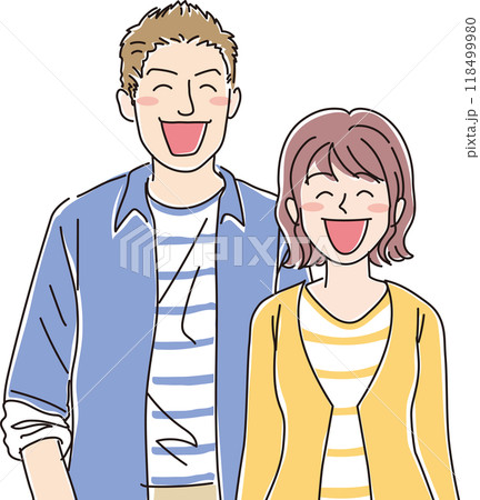 若い夫婦_笑顔_上半身 若い夫婦_笑顔_上半身 118499980