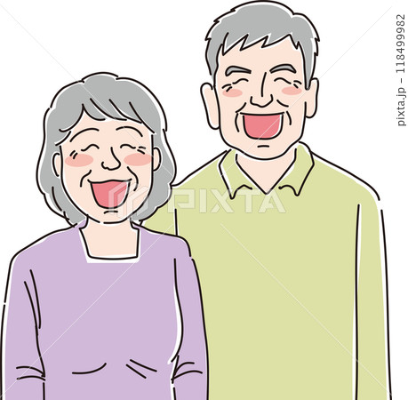 老夫婦_笑顔_上半身 118499982