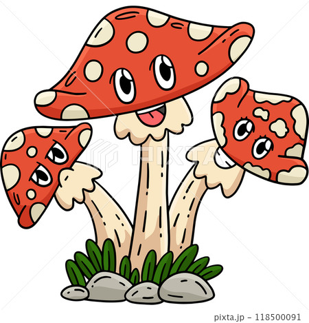 Mushroom Siblings Cartoon Colored Clipart  118500091
