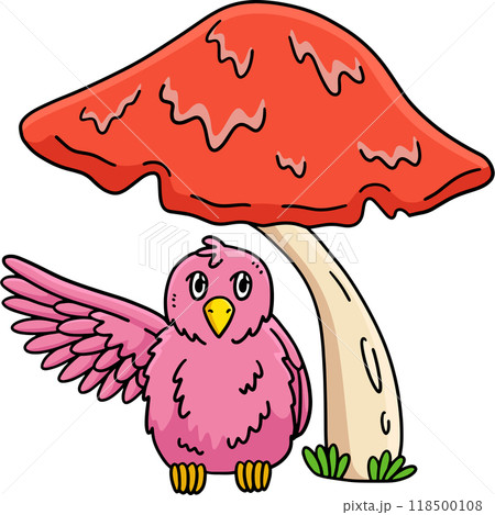 Giant Mushroom with a Bird Cartoon Colored Clipart Giant Mushroom with a Bird Cartoon Colored Clipart 118500108