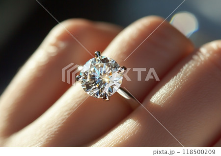 Diamond ring on hand sparkling 118500209