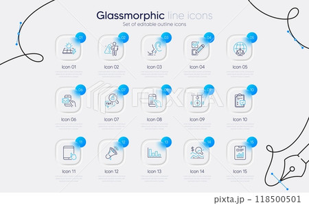 Set of Report document, Checklist and Solar panels line icons for web app. Whisper, Mobile survey, Messenger mail icons. Histogram, Magistrates court, Check investment signs. Checkbox. Vector 118500501