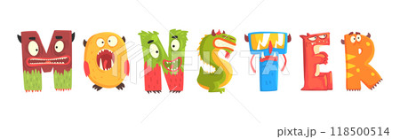 Funny Monster Alphabet Text Letter Character Vector Set Funny Monster Alphabet Text Letter Character Vector Set 118500514