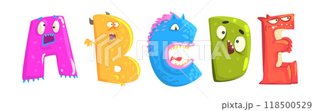 Funny Monster Alphabet Text Letter Character Vector Set Funny Monster Alphabet Text Letter Character Vector Set 118500529