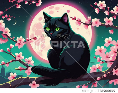 肉球ざくら 」猫イラスト 桜 春 満開 B5サイズ 色鉛筆画