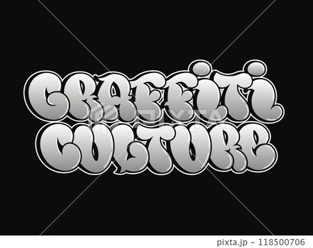 Graffiti Culture - single word, letters graffiti style. Vector hand drawn logo. Funny cool trippy word Graffiti Culture, fashion, graffiti style print t-shirt, poster concept 118500706