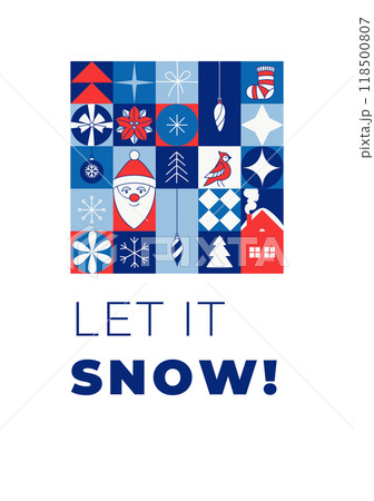 Happy Holidays Minimalist Christmas New Year Card. Modern Geometric Design Happy Holidays Minimalist Christmas New Year Card. Modern Geometric Design 118500807