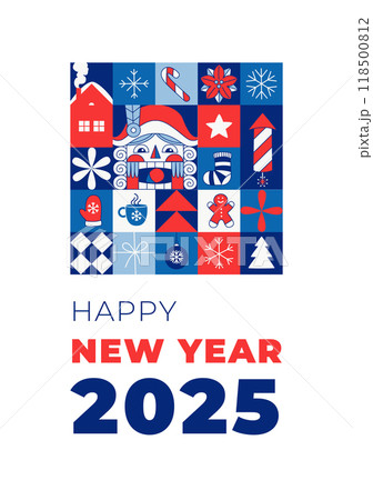 Happy Holidays Minimalist Christmas New Year Card. Modern Geometric Design Happy Holidays Minimalist Christmas New Year Card. Modern Geometric Design 118500812