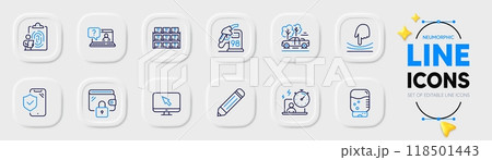 Fingerprint, Petrol station and Boxes shelf line icons for web app. Pack of Pencil, Timer, Elastic pictogram icons. Wallet, Phone insurance, Water cooler signs. Pickup, Faq, Internet. Vector Fingerprint, Petrol station and Boxes shelf line icons for web app. Pack of Pencil, Timer, Elastic pictogram icons. Wallet, Phone insurance, Water cooler signs. Pickup, Faq, Internet. Vector 118501443